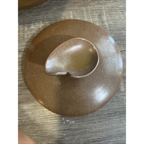 Vintage Frankoma Pottery Bean Pot With lid # 4W Plainsman Brown Casserole - Picture 5 of 12